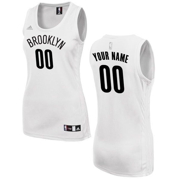 Women Brooklyn Nets Adidas White Custom Fashion NBA Jersey
